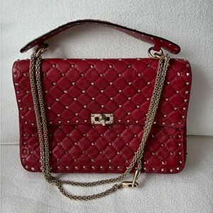 Red Quilted Studded Valentino Garavani Handbag